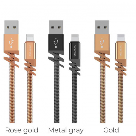 Кабель Borofone BX6 JoyCord, lightning, 1 м, розовый