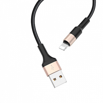 Кабель Hoco X26, lightning, 1 м, черно-золотой