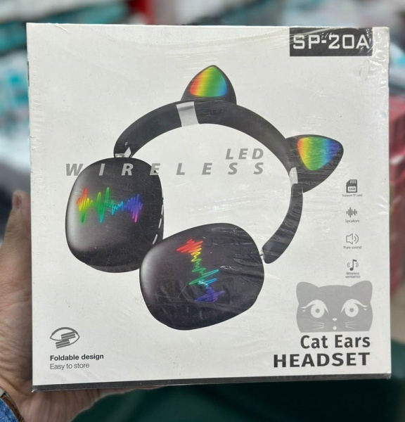 Беспроводные накладные наушники с ушками Cat Ears SP-20A
