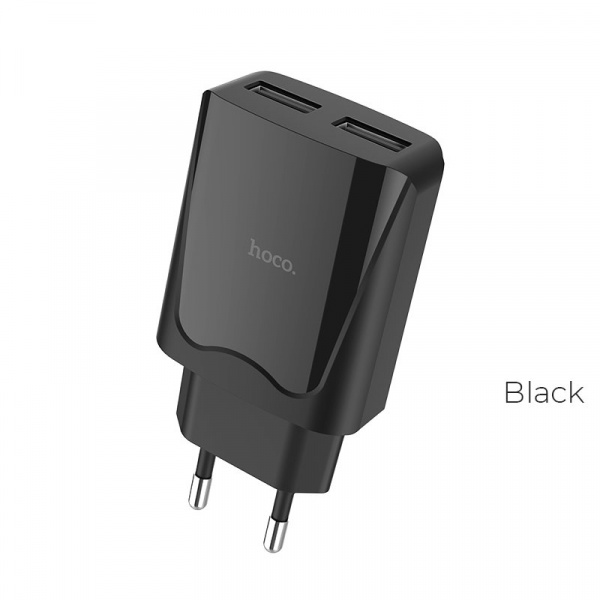 Сетевое зарядное устройство Hoco C52A 2 USB, 2.1А, черный